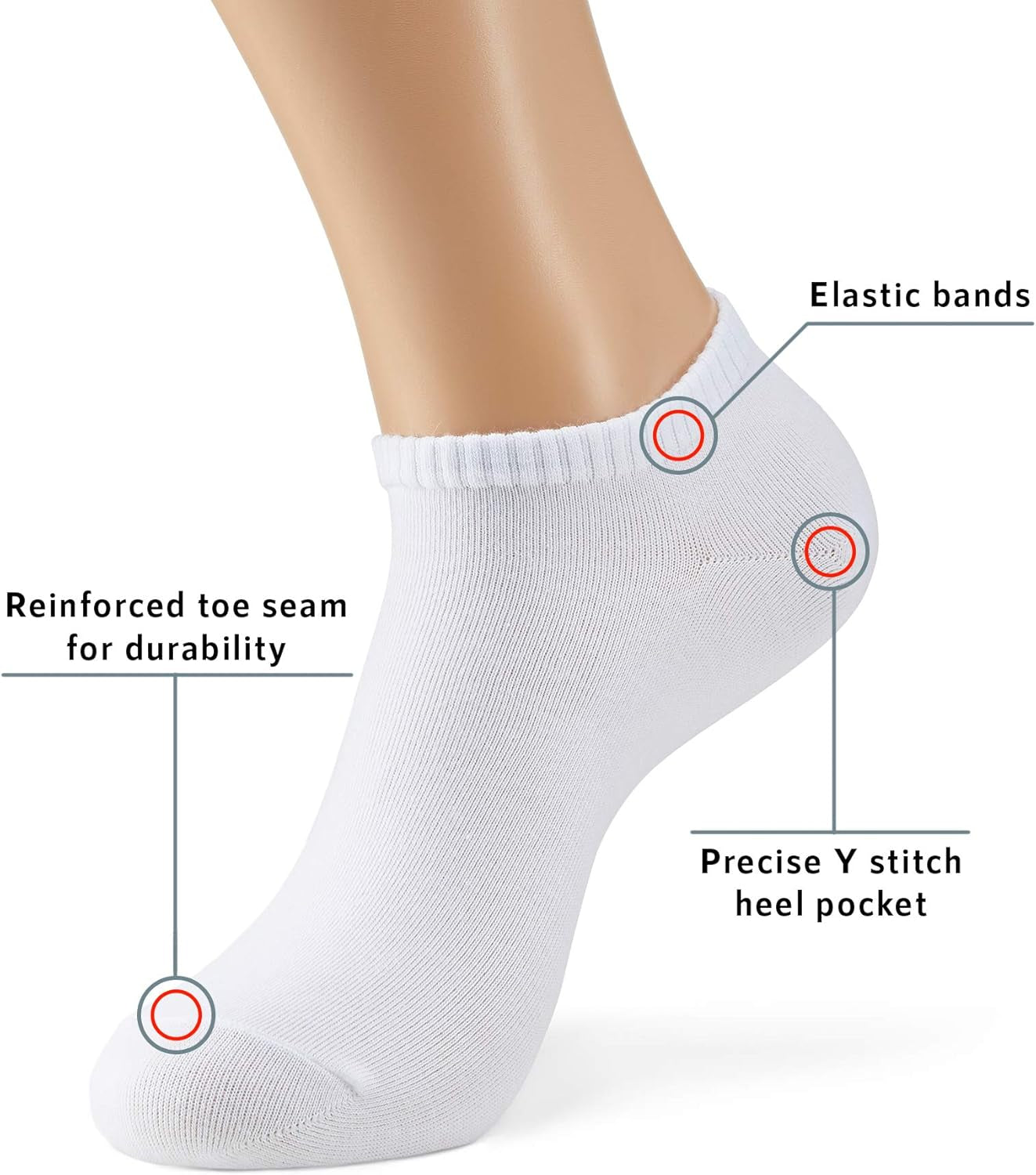 Men's/Women's 10 Pairs Thin Cotton Low Cut Ankle Socks, Multipack