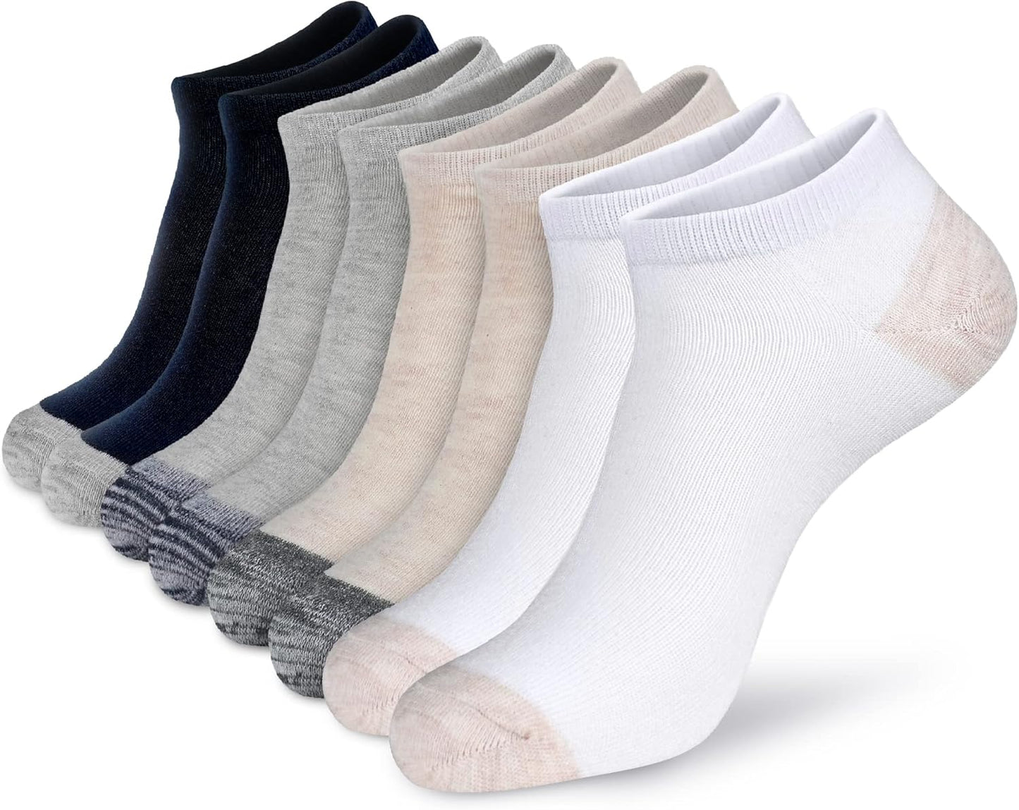 Men's/Women's 8 Pairs Thin Cotton Low Cut Ankle Socks, Multipack
