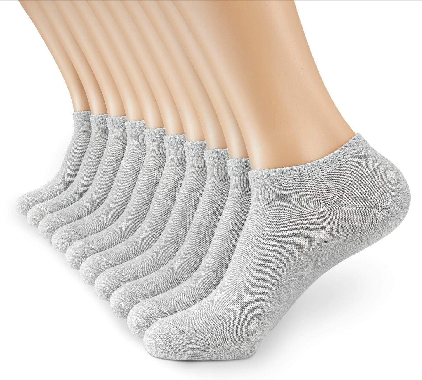 Men's/Women's 10 Pairs Thin Cotton Low Cut Ankle Socks, Multipack