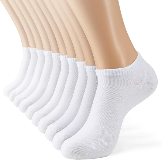 Men's/Women's 10 Pairs Thin Cotton Low Cut Ankle Socks, Multipack