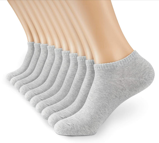 Men's/Women's 10 Pairs Thin Cotton Low Cut Ankle Socks, Multipack
