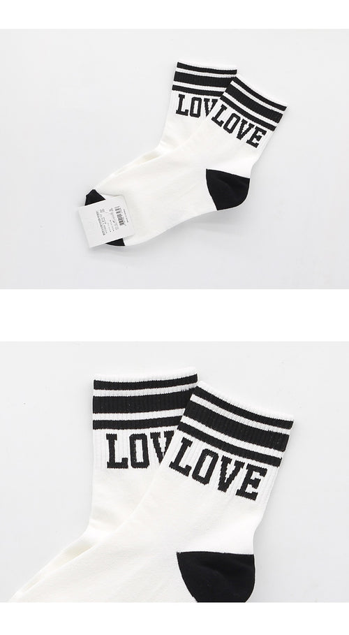 LOVE Stripe Ribbed Crew Socks (3 Pairs)