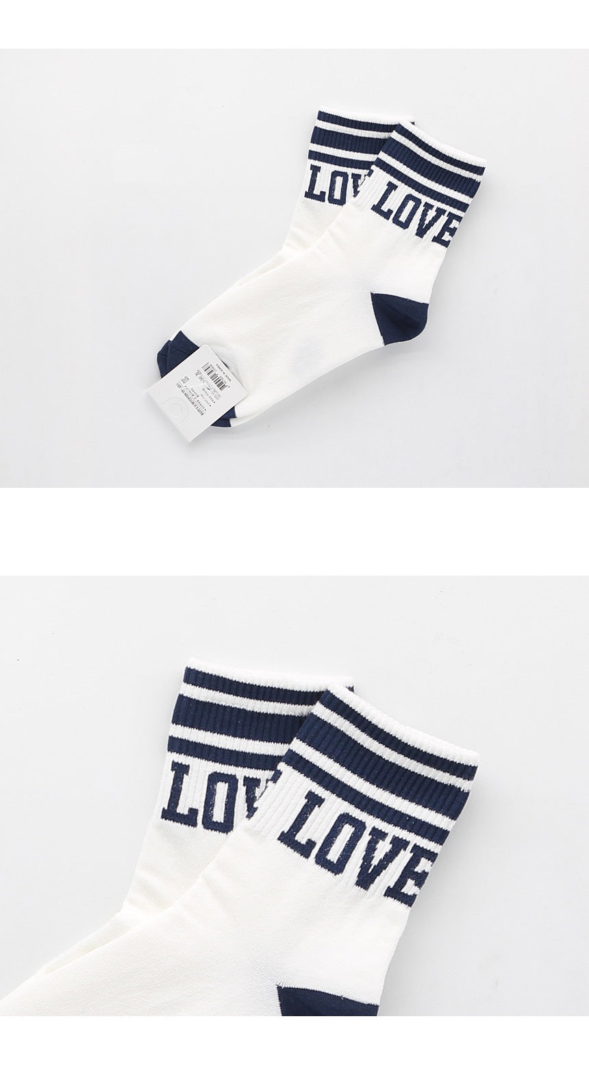 LOVE Stripe Ribbed Crew Socks (3 Pairs)