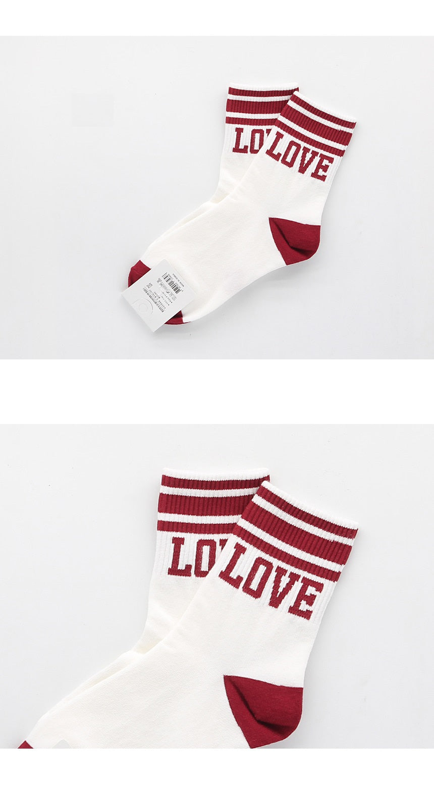LOVE Stripe Ribbed Crew Socks (3 Pairs)